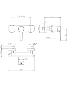 Miscelatore esterno per doccia serie Moonlight Jacuzzi 0MG00028JA02 cromato - Climaway 2