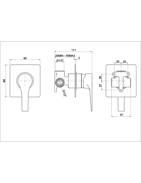 Miscelatore Jacuzzi incasso ad 1 uscita per doccia serie Moonlight 0MG00410JA01 cromato - Climaway