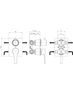 Miscelatore Jacuzzi incasso per doccia serie Moonlight con deviatore rotativo a 2 uscite 0MG00400JA02 cromato - Climaway 2