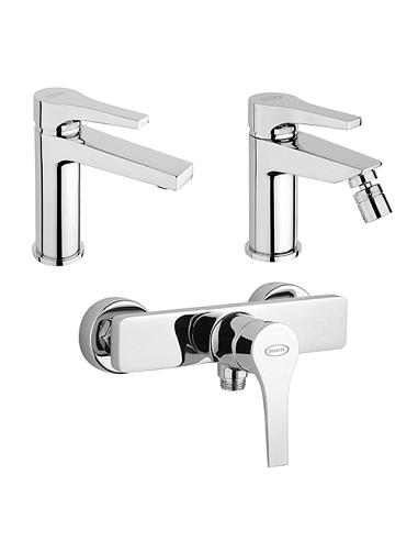 Set Rubinetti Jacuzzi per lavabo e bidet senza scarico e doccia esterno serie Moonlight cromato - Climaway