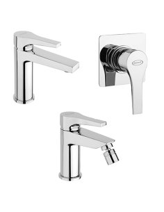 Set Rubinetti Jacuzzi per lavabo e bidet senza scarico e doccia incasso serie Moonlight cromato - Climaway