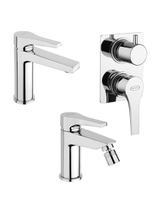 Set Rubinetti Jacuzzi per lavabo e bidet senza scarico e doccia incasso con deviatore serie Moonlight cromato - Climaway