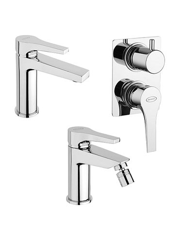 Set Rubinetti Jacuzzi per lavabo e bidet senza scarico e doccia incasso con deviatore serie Moonlight cromato - Climaway