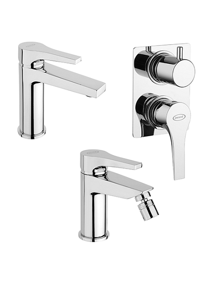 Set Rubinetti Jacuzzi per lavabo e bidet senza scarico e doccia incasso con deviatore serie Moonlight cromato - Climaway
