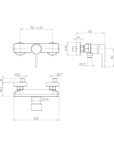 Miscelatore Jacuzzi esterno per doccia serie Fiamma 0FM00028JA00 cromato - Climaway