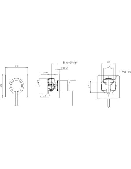 Miscelatore Jacuzzi incasso ad 1 uscita per doccia serie Fiamma 0FM00410JA00 cromato - Climaway