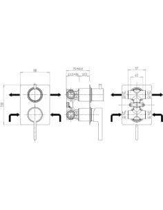 Miscelatore Jacuzzi incasso per doccia serie Fiamma con deviatore rotativo a 2 uscite 0FM00400JA00 cromato - Climaway 2