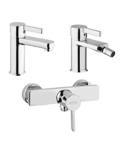 Set Rubinetti Jacuzzi per lavabo e bidet senza scarico e doccia esterno serie Fiamma cromato - Climaway