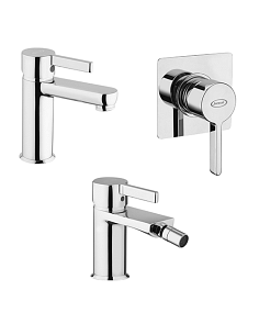 Set Rubinetti Jacuzzi per lavabo e bidet senza scarico e doccia incasso serie Fiamma cromato - Climaway