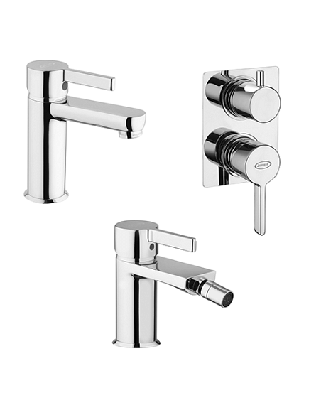 Set Rubinetti Jacuzzi per lavabo e bidet senza scarico e doccia incasso con deviatore serie Fiamma cromato - Climaway