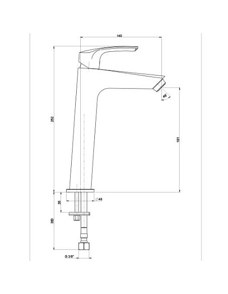 Rubinetto Miscelatore monoforo per lavabo alto serie Lucente Jacuzzi senza scarico 0LU00493JA00 cromato - Climaway