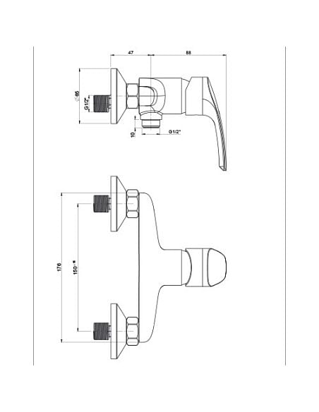 Miscelatore Jacuzzi esterno per doccia serie Lucente 0LU00028JA00 cromato - Climaway