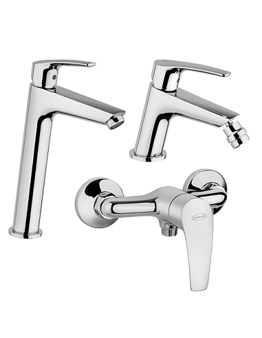 Set Rubinetti Jacuzzi per lavabo alto e bidet senza scarico e doccia esterno serie Lucente cromato - Climaway
