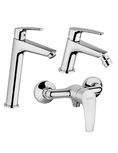 Set Rubinetti Jacuzzi per lavabo alto e bidet senza scarico e doccia esterno serie Lucente cromato - Climaway