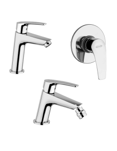 Set Rubinetti Jacuzzi per lavabo e bidet senza scarico e doccia incasso serie Lucente cromato - Climaway