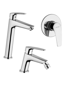 Set Rubinetti Jacuzzi per lavabo alto e bidet senza scarico e doccia incasso serie Lucente cromato - Climaway