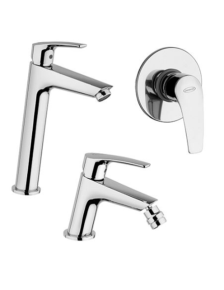 Set Rubinetti Jacuzzi per lavabo alto e bidet senza scarico e doccia incasso serie Lucente cromato - Climaway
