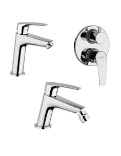 Set Rubinetti Jacuzzi per lavabo e bidet senza scarico e doccia incasso con deviatore serie Lucente cromato - Climaway