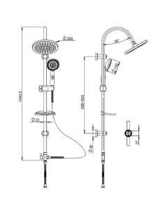 Colonna doccia Piralla serie Elba regolabile a fori esistenti con portasapone e deviatore meccanico 0HR00846E16 - Climaway 2