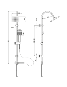 Colonna doccia Piralla serie Savona regolabile a fori esistenti con deviatore meccanico 0HR00846D16 - Climaway 2