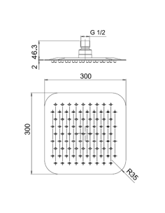 Soffione Jacuzzi Quadro in acciaio inox ultrapiatto 300x300 mm art. 1811056JAYO nero opaco - Climaway 2