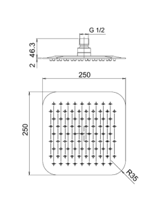 Soffione Jacuzzi Quadro in acciaio inox ultrapiatto 250x250 mm art. 1811055JAYO nero opaco - Climaway 2