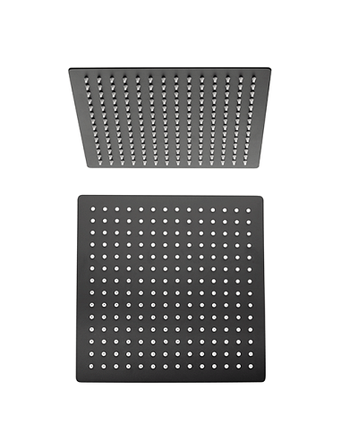 Soffione Jacuzzi Quadro in acciaio inox ultrapiatto 200x200 mm art. 1811054JAYO nero opaco - Climaway