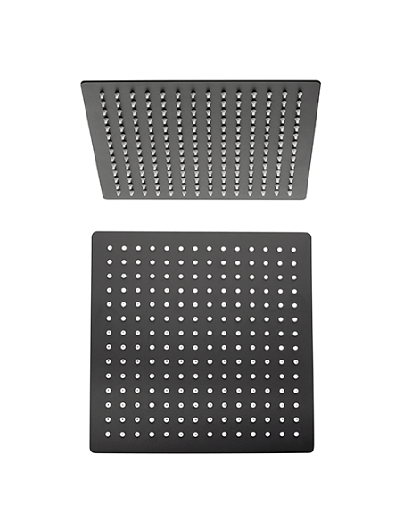 Soffione Jacuzzi Quadro in acciaio inox ultrapiatto 200x200 mm art. 1811054JAYO nero opaco - Climaway