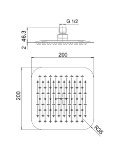 Soffione Jacuzzi Quadro in acciaio inox ultrapiatto 200x200 mm art. 1811054JAYO nero opaco - Climaway 2
