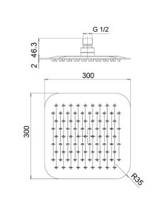 Soffione Jacuzzi Quadro in acciaio inox ultrapiatto 300x300 mm art. 1811056JA00 - Climaway 2