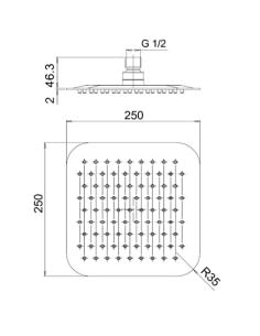 Soffione Jacuzzi Quadro in acciaio inox ultrapiatto 250x250 mm art. 1811055JA00 - Climaway 2