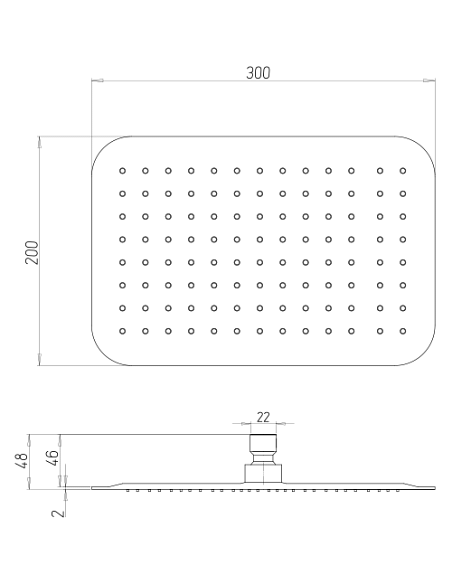 Soffione Jacuzzi Quadro in acciaio inox ultrapiatto 300x200 mm art. 1811059JA00 - Climaway