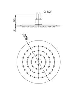 Soffione Jacuzzi tondo in acciaio inox ultrapiatto diametro 200mm art. 1811051JAYO nero opaco - Climaway 2
