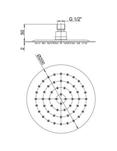 Soffione Jacuzzi tondo in acciaio inox ultrapiatto diametro 200mm art. 1811051JA00 - Climaway 2