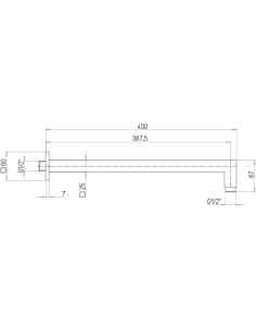 Braccio doccia Jacuzzi a parete lunghezza 400mm sezione quadra 25x25mm art. 1111009JAYO nero opaco - Climaway 2
