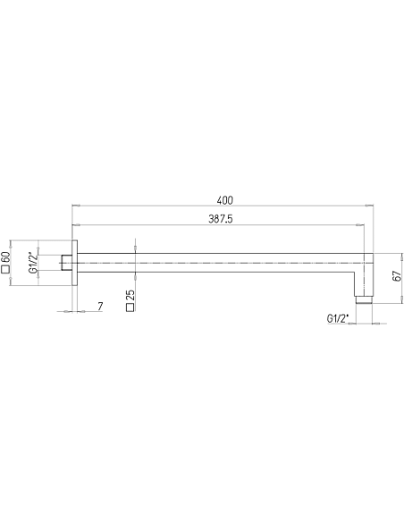 Braccio doccia Jacuzzi a parete lunghezza 400mm sezione quadra 25x25mm art. 1111009JAYO nero opaco - Climaway