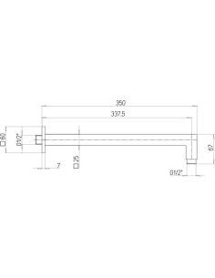 Braccio doccia Jacuzzi a parete lunghezza 350mm sezione quadra 25x25mm art. 1111007JAYO nero opaco - Climaway 2