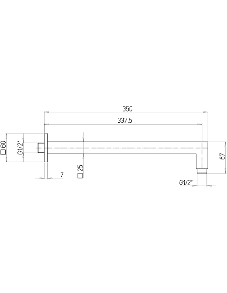 Braccio doccia Jacuzzi a parete lunghezza 350mm sezione quadra 25x25mm art. 1111007JAYO nero opaco - Climaway
