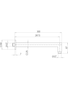 Braccio doccia Jacuzzi a parete lunghezza 300mm sezione quadra 25x25mm art. 1111006JAYO nero opaco - Climaway 2