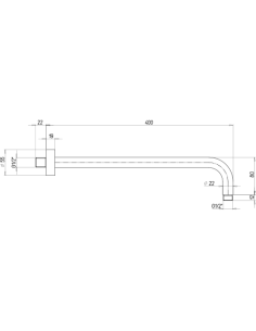 Braccio doccia Jacuzzi tondo a parete lunghezza 400mm diam. 22 mm art. 1111073JAYO nero opaco - Climaway 2