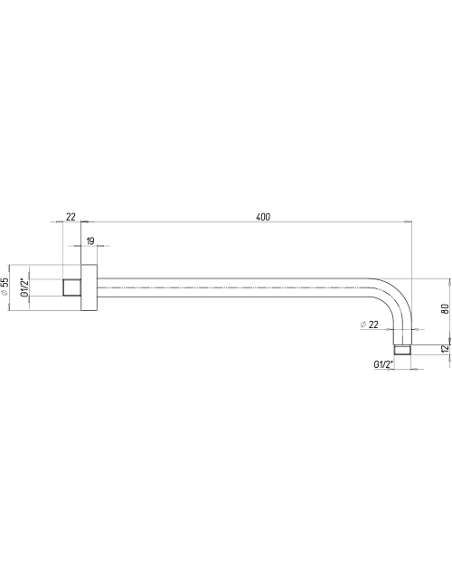 Braccio doccia Jacuzzi tondo a parete lunghezza 400mm diam. 22 mm art. 1111073JA00 cromato - Climaway