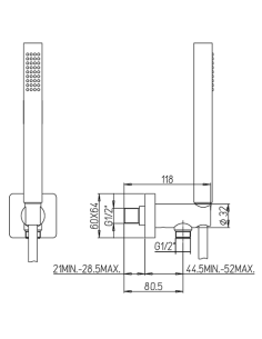 Kit doccia Jacuzzi quadro con doccino e presa acqua art. 0KCYO904JA00 nero opaco - Climaway 2