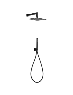 Kit doccia Jacuzzi quadro con soffione + braccio + doccetta e supporto con presa acqua art. 0TWYO907JA00 nero opaco - Climaway