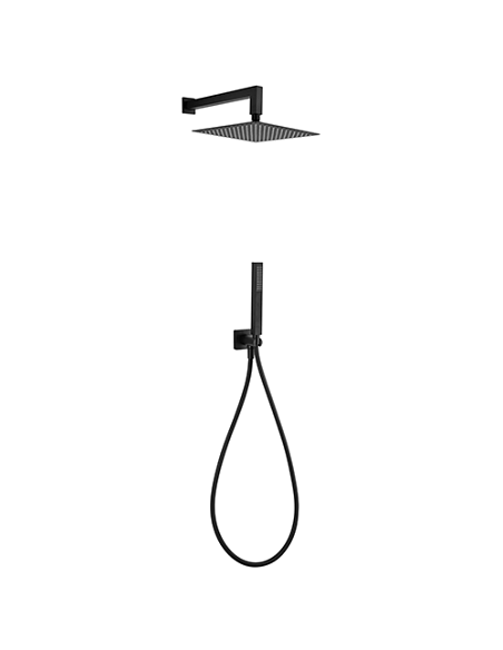 Kit doccia Jacuzzi quadro con soffione + braccio + doccetta e supporto con presa acqua art. 0TWYO907JA00 nero opaco - Climaway