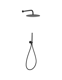 Kit doccia Jacuzzi tondo con soffione + braccio + doccetta e supporto con presa acqua art. 0SUYO907JA00 nero opaco - Climaway