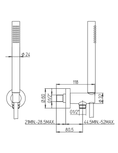 Kit doccia Jacuzzi tondo con doccino e presa acqua art. 0KCYO901JA00 nero opaco - Climaway 2