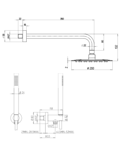 Kit doccia Jacuzzi tondo con soffione + braccio + doccetta e supporto con presa acqua art. 0SU00907JA00 cromato - Climaway 2