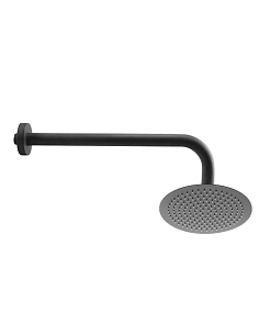 Set soffione doccia tondo Jacuzzi da 20 cm in acciaio inox ultrapiatto e braccio doccia tondo da 30 cm nero opaco - Climaway