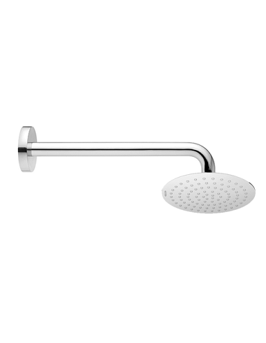 Set soffione doccia tondo Jacuzzi da 25 cm in acciaio inox ultrapiatto e braccio doccia tondo da 35 cm cromato - Climaway