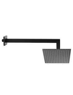 Set soffione doccia quadro Jacuzzi da 25 cm in acciaio inox ultrapiatto e braccio doccia quadro da 35 cm nero opaco - Climaway